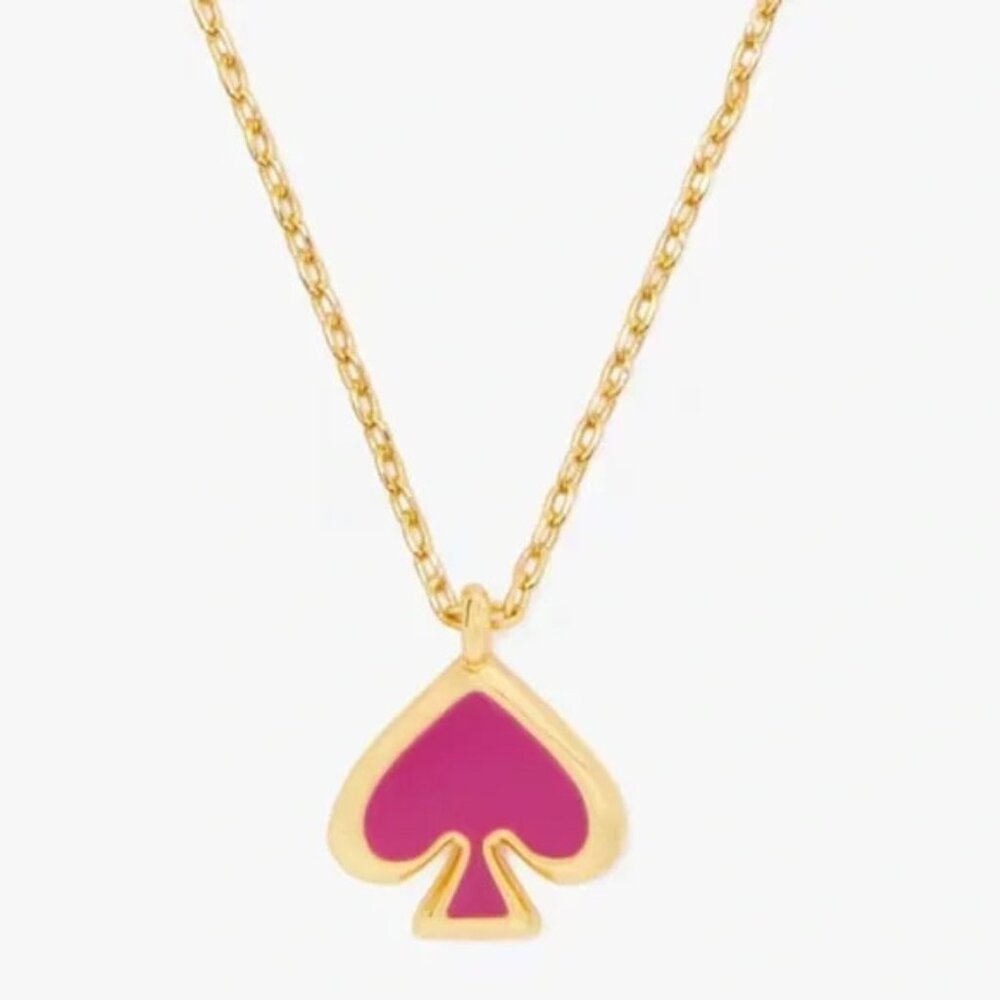 NEW Everyday Spade Enamel Mini Pendant Pink Gold Chain Necklace NWT Rare Color